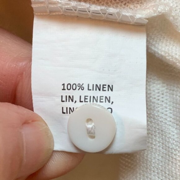 Meadow Rue Womens XL Linen Ruffle Cold Shoulder Shirt Off White - Picture 7 of 9